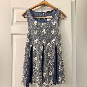 Elegant Blue and White Tank Top